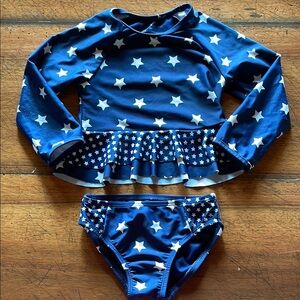 Peyton & Parker | Blue and White Star Rashguard Swim Set | size 3T